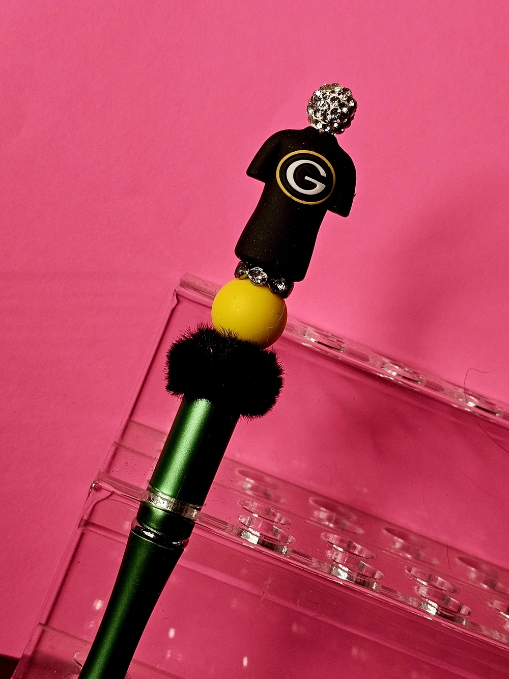 NFL Green Bay Packers Sparkly/Blingy Custom Created Super Fan Beaded Pen